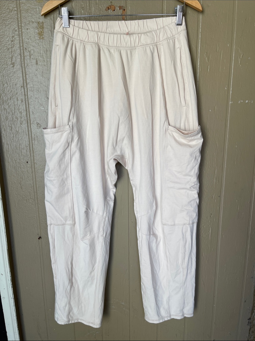 Free People Movement Harem Cotton Relaxed Pocket Joggers in Cream Size M
